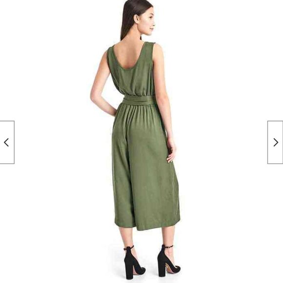 Gap Drapey Twill Culotte Jumpsuit Walden Green Olive Green Size Small - Picture 13 of 14